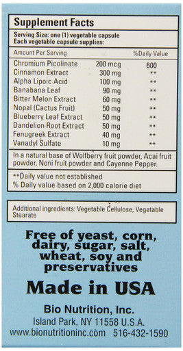 Bio Nutrition Blood Sugar Wellness Vegi-Caps, 60 Count