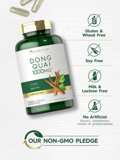 Carlyle Dong Quai Capsules | 1000mg | 250 Count | Non-GMO and Gluten Supplement | Traditional Herb