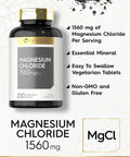 Carlyle - Magnesium Chloride | 1560mg | 200 Tablets | Cloruro de Magnesio Supplement | Vegetarian Non-GMO and Gluten Formula