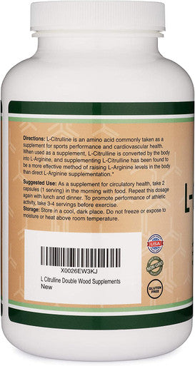 L Citrulline Capsules 1200mg Per Serving 210 Count LCitrulline Increases Levels of LArginine and Nitric Oxide Muscle Recovery Supplement Improve Muscle Pump by Double Wood Supplements