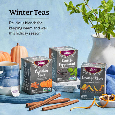 Yogi Tea Holiday Tea Variety Pack - 16 Tea Bags per Pack (6 Packs) - Holiday Tea Sampler - Includes 2 Vanilla Peppermint Teas 2 Orange Clove Teas & 2 Pumpkin Spice Teas - Seasonal Tea Sampler Set
