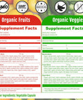 Upnourish Organic Fruits And Veggies Supplement - Support Diet Balance, Body Cleanse & Energy - 480 Fruits And Super Greens Capsules From Nature - Fruit And Vegetable Supplements For Adults & Kids