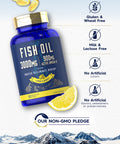 Fish Oil 3000Mg | 900Mg Omega 3 | 90 Softgels | Lemon Flavor | Non-Gmo And Gluten Free Supplement