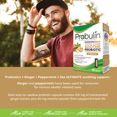 Probulin Total Care Soothe Probiotic Supplement for Digestive Support 30 Capsules