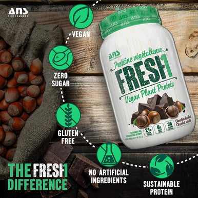 FRESH1 Vegan Protein (2LB), Gluten Free Protein Powder, Perfect Meal Replacement & Vegan Snacks For Weight Loss, Utilize As Meal Replacement & Superfood Smoothie Mix (Chocolate Hazelnut)