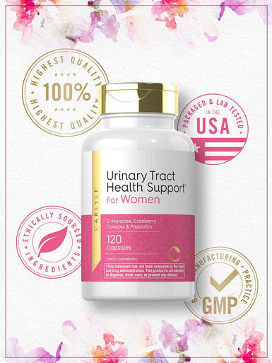 Carlyle Urinary Tract Health for Women | 120 Capsules | Relief for Women | with D-Mannose Cranberry Complex & Probiotics | Non-GMO Gluten