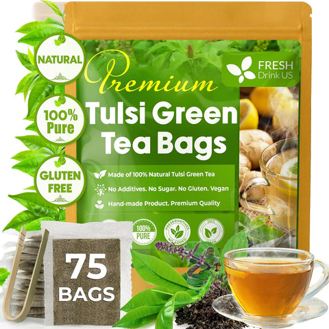 FreshDrinkUS, Premium 120 Mulberry Leaf Tea Bags, 100% Natural & Pure from Mulberry Leaves. Loose Leaf Herbal Tea. Made with Natural Material Tea Bags. No Sugar, No Caffeine, No Gluten, Vegan.