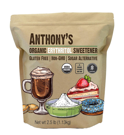 Anthony's Erythritol Granules, 2.5 lb, Non GMO, Sweetener, Keto & Paleo Friendly