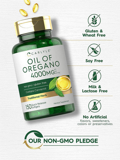 Carlyle Oregano Oil | Max Potency | 150 Softgel Capsules | Non-GMO and Gluten Free Formula | Contains Carvacrol | Traditional Herb Extract Supplement