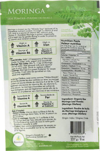 Ecoideas Organic Moringa Powder, 227g