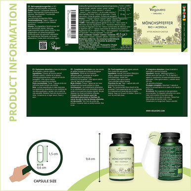 Vitex Agnus Castus VegaveroÃƒâ€šÃ‚Â® | 100% Organic | 180 Capsules | Chasteberry Extract (4:1) | with Vitamin C | Hormone Balance & PMS Relief | Vegan