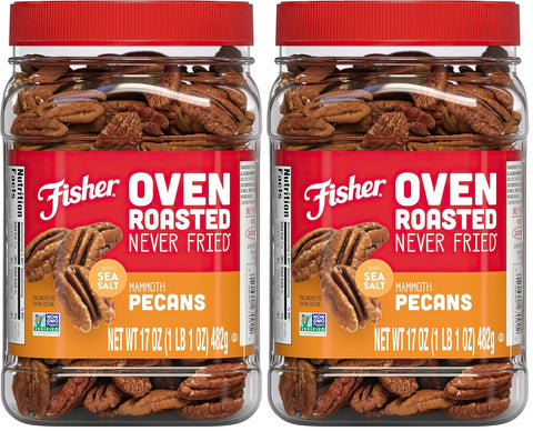 Fisher Oven Roasted Never Fried Deluxe Mixed Nuts 24 Ounces (Pack of 1) Almonds Cashews Pecans Pistachios Healthy Snacks for Adults Made With Sea Salt No Added Oil Trail Mix Gluten