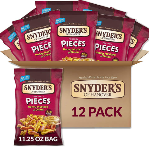 Snyder's of Hanover Pretzel Pieces, Honey Mustard and Onion, 11.25 Oz (Pack of 12)