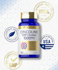 Carlyle Citicoline CDP Choline 1000mg | 60 Capsules | Extra Strength Formula | Non-GMO Gluten Supplement