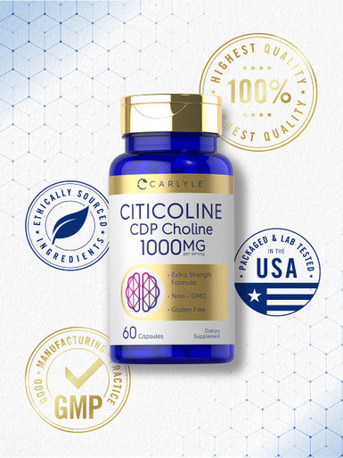 Carlyle Citicoline Cdp Choline 1000Mg 60 Capsules Non-Gmo Gluten Free Supplement