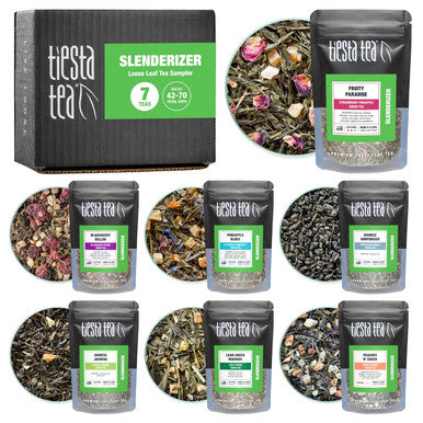 Tiesta Tea - 7 Green Teas Dry Flight Sampler Medium Caffeine Hot & Iced Tea Premium Loose Leaf Tea Sample with Green Tea Blends - 7 Resealable Sample Pouches
