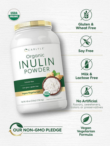 Carlyle Organic Inulin Powder 48oz | Fiber Supplement from Jerusalem Artichoke | for Probiotic Health | Vegan Vegetarian Non-GMO Gluten