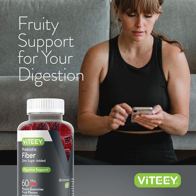Prebiotic Fiber Gummies For Adults, 4G - Zero Sugar Added - Fiber Supplement Gummies For Digestive Health Regularity & Natural Weight Support-Vegan, Gelatin - Chewable Fruit Flavored Gummy 2 Pack