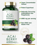Carlyle Acai Berry Capsules 6000mg | 250 Count | Non-GMO & Gluten Acai Berry Extract