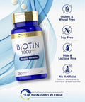 Carlyle Biotin 1000mcg | 250 Vegetarian Tablets | Beauty Formula Supplement | Non-GMO Gluten