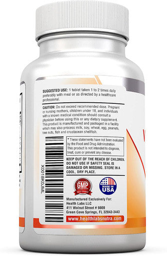Health Labs Nutra Extra-Strength Vitamin C 1,000mg with Rose Hips Promotes Optimal Immune Health (100 Fast-Acting Non-Chewable Tablets)
