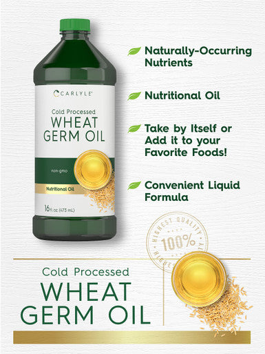Carlyle Wheat Germ Oil | 48 Fl Oz (16 Fl Oz Triple Pack) | Cold Processed | Vegetarian, Non-Gmo Nutritional Oil