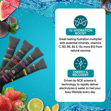Karamd Pure I.V. - Electrolyte Powder Drink Mix 3 Flavor Bundle Refreshing & Delicious Hydrating Packets With Vitamins & Minerals 1 Lemon Lime - 1 Passion Fruit - 1 Watermelon Bag (48 Sticks)
