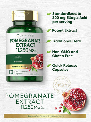 Carlyle Pomegranate Extract | 11250mg | 100 Capsules | Non-GMO Gluten Supplement | Traditional Herb