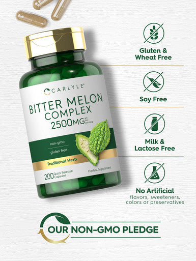 Bitter Melon Capsules | 200 Count | Non-Gmo & Gluten Free Extract | Complex Supplement | By Carlyle