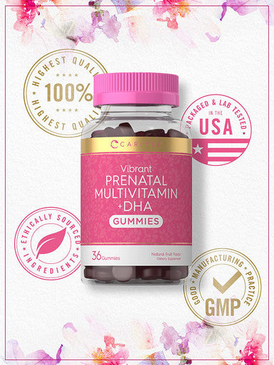 Carlyle Prenatal Vitamin Gummies | 36 Count | with DHA and Folic Acid | Non-GMO & Gluten Free Multivitamin