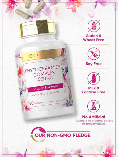 Carlyle Phytoceramide Supplement 1500mg | 90 Capsules | with Organic Sweet Potato | Beauty Formula Complex | Non-GMO and Gluten