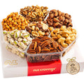 NUT CRAVINGS - Purim Mishloach Manot Mixed Nuts Gift Basket in Red Gold Box (7 Assortments, 1 LB) Ramadan Gifts Treats for Adults, Food Arrangement, Healthy Snack Care Package, Kosher