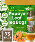 FreshDrinkUS, Premium 75 Mulberry Leaf Tea Bags, 100% Natural & Pure from Mulberry Leaves. Loose Leaf Herbal Tea. Made with Natural Material Tea Bags. No Sugar, No Caffeine, No Gluten, Vegan.