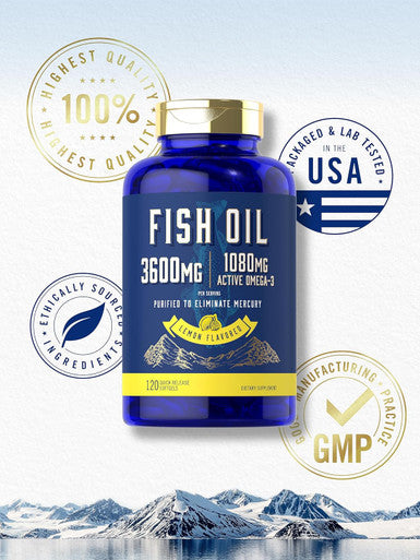 Carlyle Fish Oil 3600mg | 1080mg Omega 3 | 120 Count | Non-GMO and Gluten Supplement