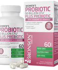 Bronson Women's Probiotic 50 Billion CFU + Prebiotic with Cranberry & D-Mannose Vaginal Health, Healthy Digestion, Immune Function and Urinary Tract Support, Non-GMO, 60 Vegetarian Capsules