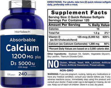 Calcium With Vitamin D3 | K2 D3 Vitamin Supplement | Bone And Joint Double Pack Bundle | By Horbaach