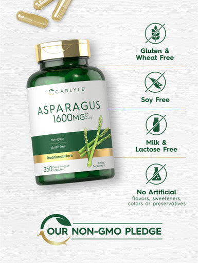 Carlyle Asparagus Supplement | 1600Mg | 250 Powder Capsules | Non-Gmo And Gluten Free Formula | High Potency Traditional Herb