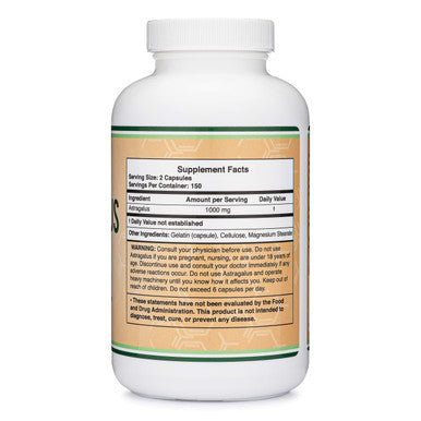 Double Wood Supplements Astragalus Root Capsules - 1,000mg Per Serving 300 Capsules