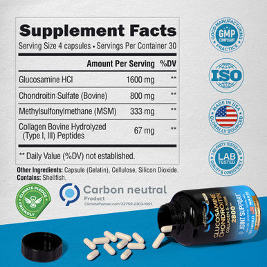 NUTRAHARMONY Glucosamine Chondroitin Capsules & Cortisol Support Complex