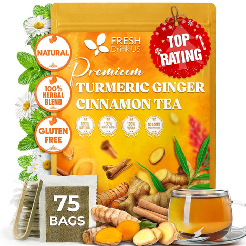 FreshDrinkUS, Premium 75 Mulberry Leaf Tea Bags, 100% Natural & Pure from Mulberry Leaves. Loose Leaf Herbal Tea. Made with Natural Material Tea Bags. No Sugar, No Caffeine, No Gluten, Vegan.