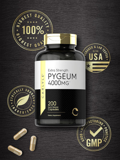 Carlyle Pygeum Africanum Bark | 200 Capsules | High Potency Extract | Non-GMO Gluten Supplement