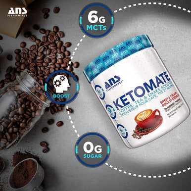 ANS Performance Ketomate Coffee Creamer With MCT Oil Powder, Delicious, Sugar Free Creamer For Coffee, Tea & Shakes, Perfect Keto Energy Powder, Milk Substitute, 20 Servings, 15oz, Sweet and Creamy