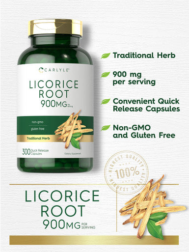 Carlyle Licorice Root Extract | 900Mg | 300 Capsules | Non-Gmo, Gluten Free Supplement