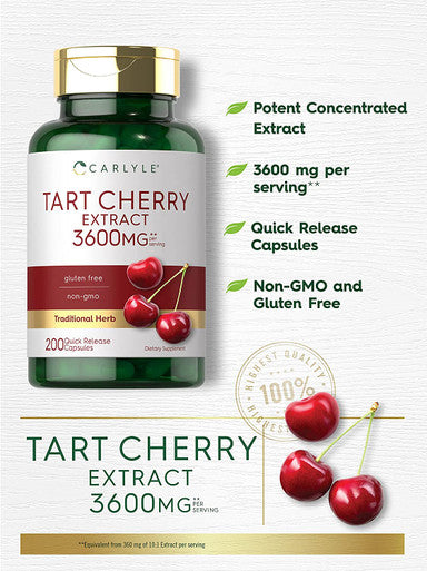 Carlyle Tart Cherry Extract Capsules | 200 Count | Non-Gmo And Gluten Free Formula | Traditional Herb Supplement