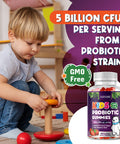 Built Nature Built By Nature Kids Probiotic Gummies - 6 Diverse Probiotic Strains - Digestive & Immune Support - Chewable Kid Probiotic Gummy Supplement - No Refrigeration Required - 60 Gummies