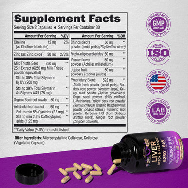 NUTRAHARMONY Liver Cleanse Detox & Repair | Renew & Support Supplement - 19 In 1 W/ Milk Thistle 6250 Mg | Dandelion | Artichoke Extract | Beet Root | Chanca Piedra - 80% Silymarin - Made In Usa, Vegan 60 Capsules