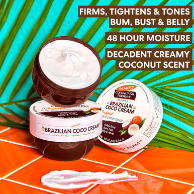 Palmer'S Coconut Oil Formula Brazilian Coco Cream With Vitamin E 8.8 Fl Oz Whipped Bum Bust & Body Cream Helps With Skin Tightening & Firming