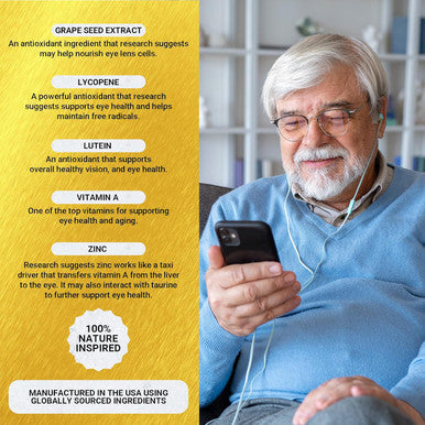 Golden After 50 Vpmax-9 - Sight Care And Antioxidant Supplement With Eye Vitamins, Lutein, Lycopene And Bilberry Extract - 60 Gelatin Capsules
