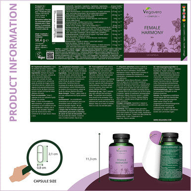 Menopause Support VegaveroÃƒâ€šÃ‚Â® | 100% Natural | 120 Vegan Capsules | Without Soy | Evening Primrose, Sage, Lemon Balm, Chamomile and Hops | Hot Flushes & Night Sweats Relief Supplement
