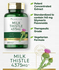 Milk Thistle Capsules | 4375mg | 200 Count | High Potency Extract | Vegetarian, Non-GMO, Gluten Free | by Carlyle
